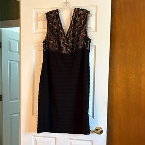 Dress Barn Black and Brown Lace Midi Dress